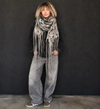 Gray Nordic Style Wool Felted Shawl