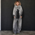 Gray Alpaca Wool Felted Scarf with Tassels