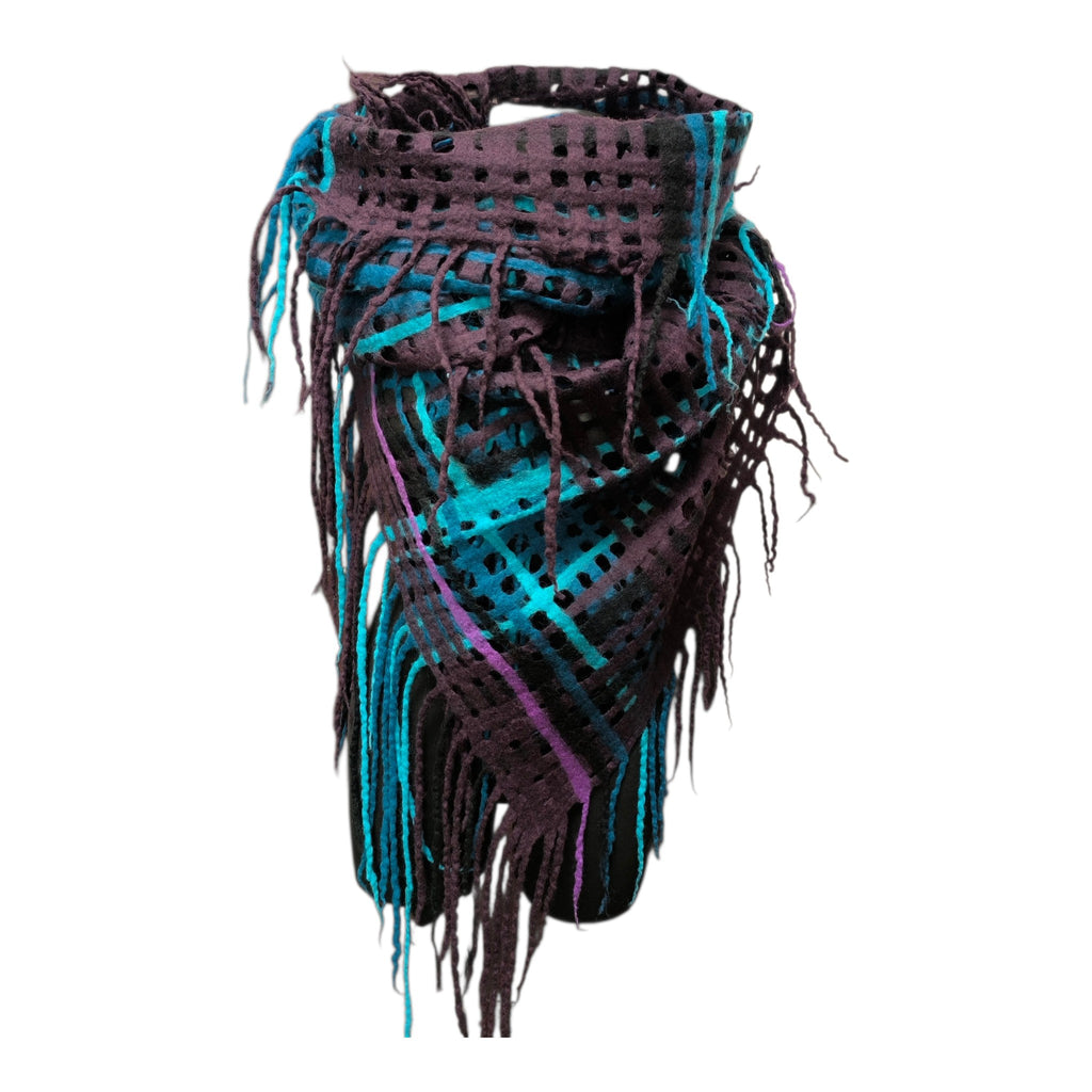 Blue and Turquoise Felted Scarf