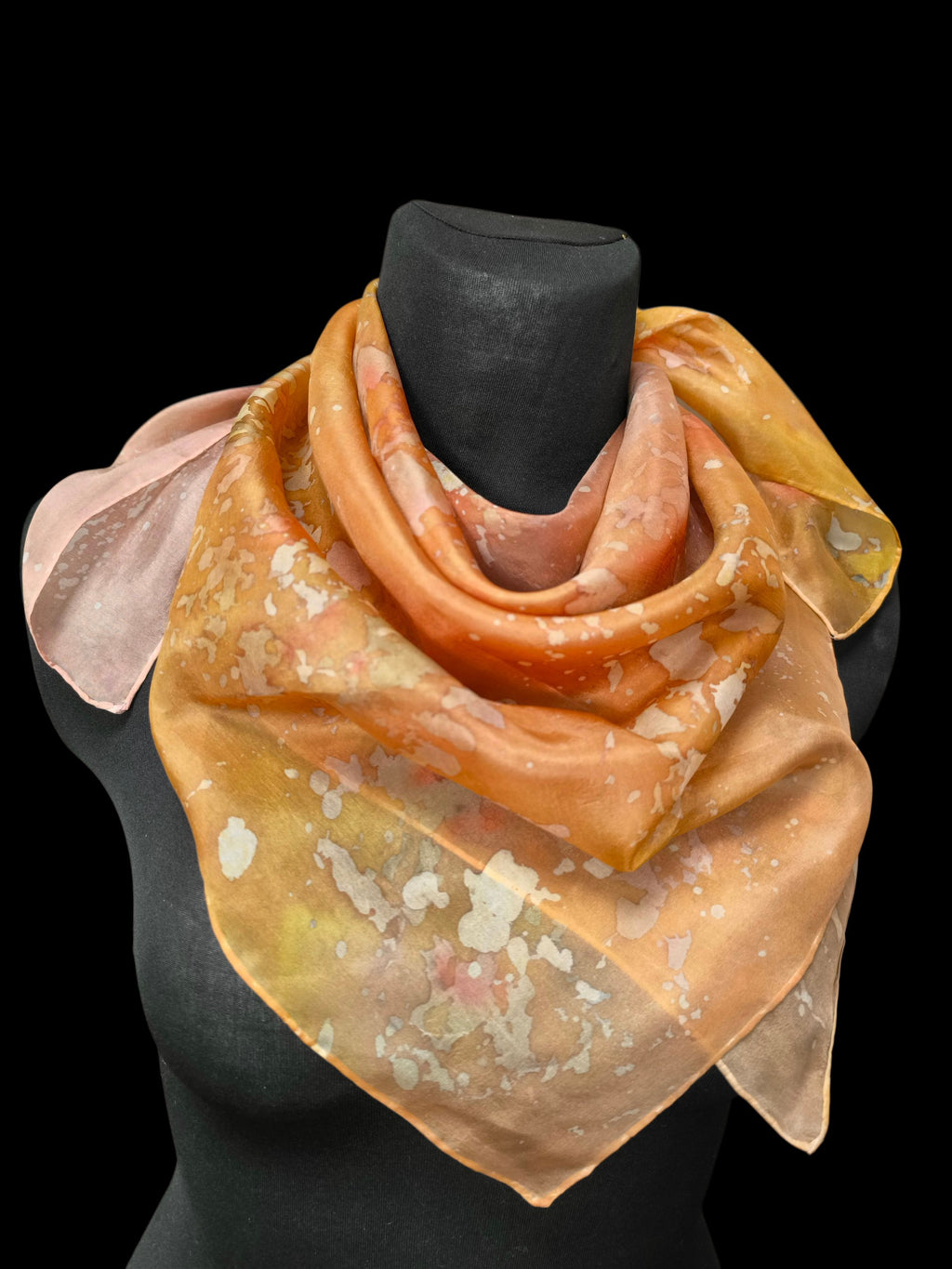 Hand-Dyed Natural Silk Scarf – Warm Sand, Cream & Blush