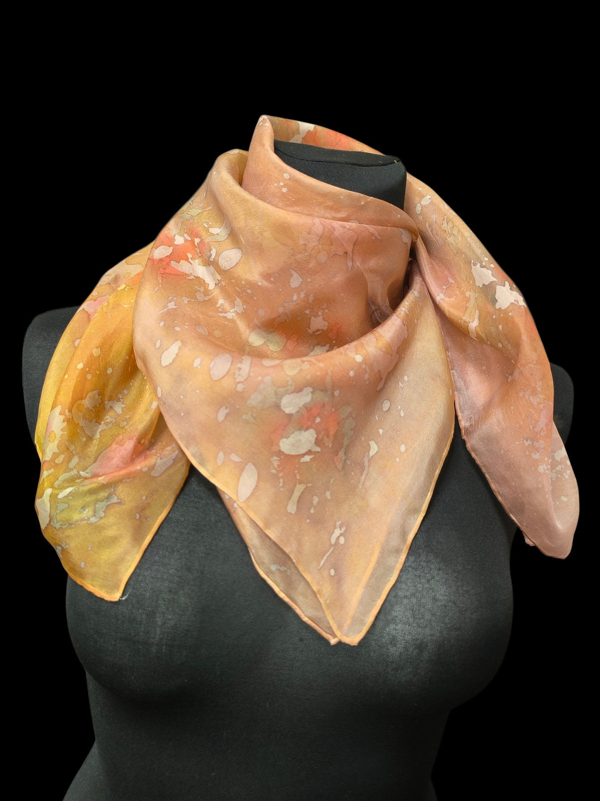 Hand-Dyed Natural Silk Scarf – Warm Sand, Cream & Blush