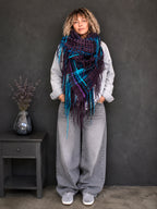 Blue and Turquoise Felted Scarf