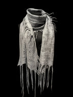 Gray Alpaca Wool Felted Scarf with Tassels