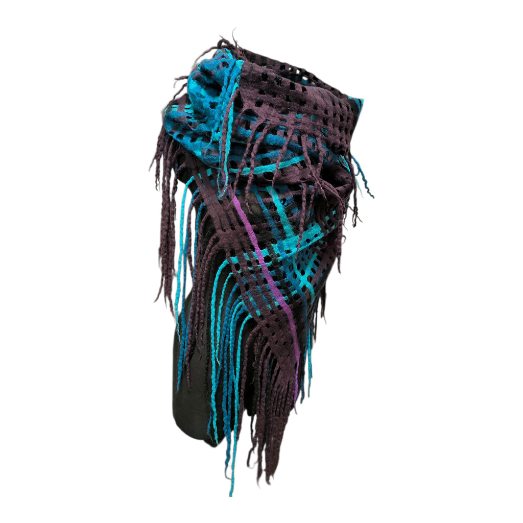 Blue and Turquoise Felted Scarf