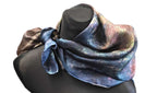Dark Blue Hand-painted silk scarf