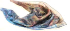 Dark Blue Hand-painted silk scarf