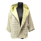 Balta merino vilnos kimono striukė su gobtuvu