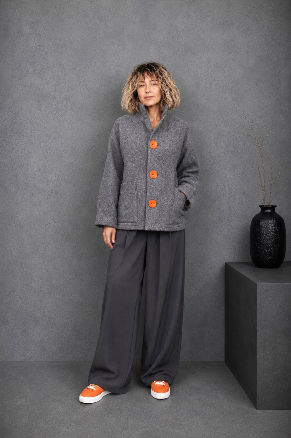 Dark Gray Wool Felted Jacket