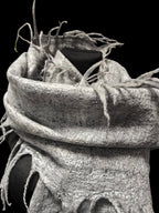 Gray Alpaca Wool Felted Scarf with Tassels