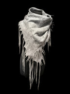 Gray Alpaca Wool Felted Scarf with Tassels