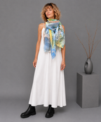 Long Hand-Painted Natural Silk Scarf
