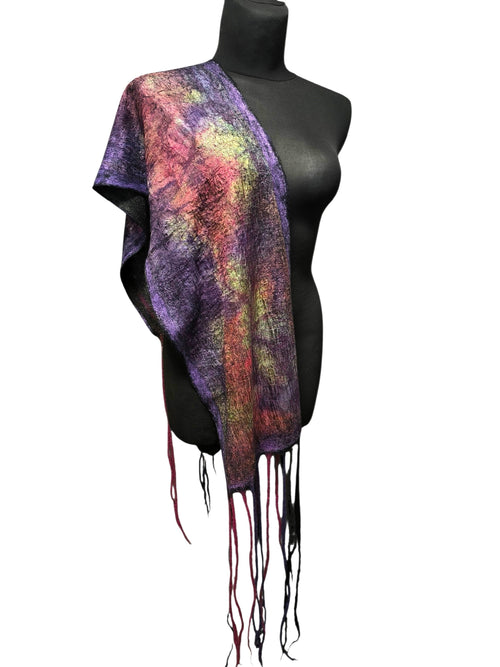 Botanical Print Felted Wool Wrap