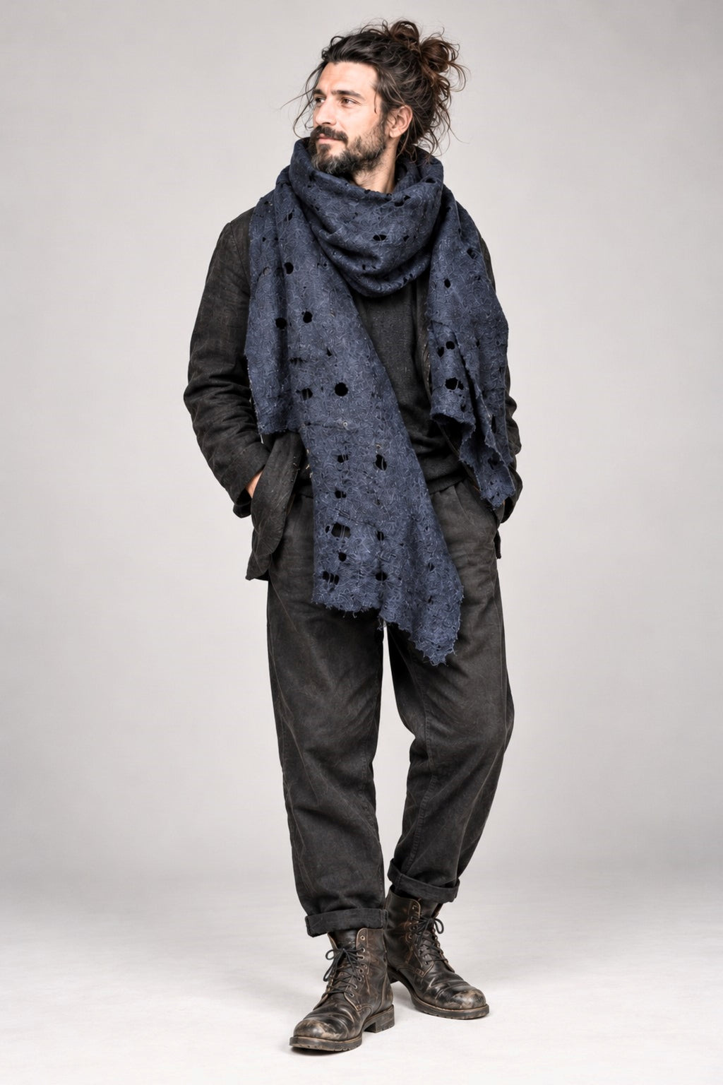 Navy Blue Unisex Hipster Scarf