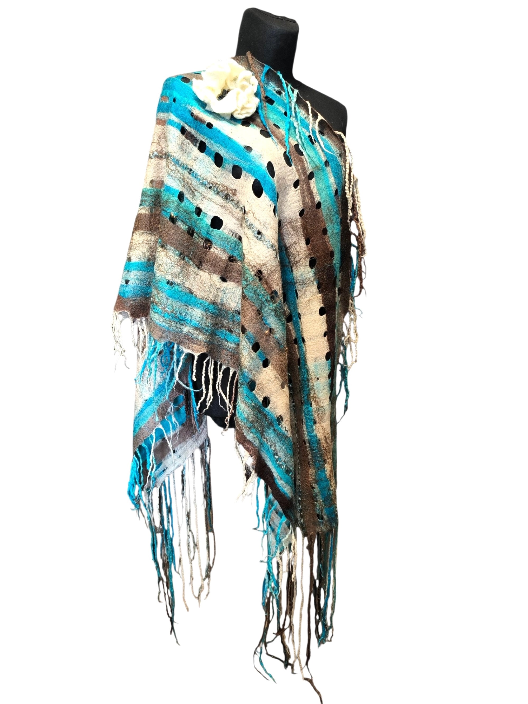 Blue Wool Scarf Wrap
