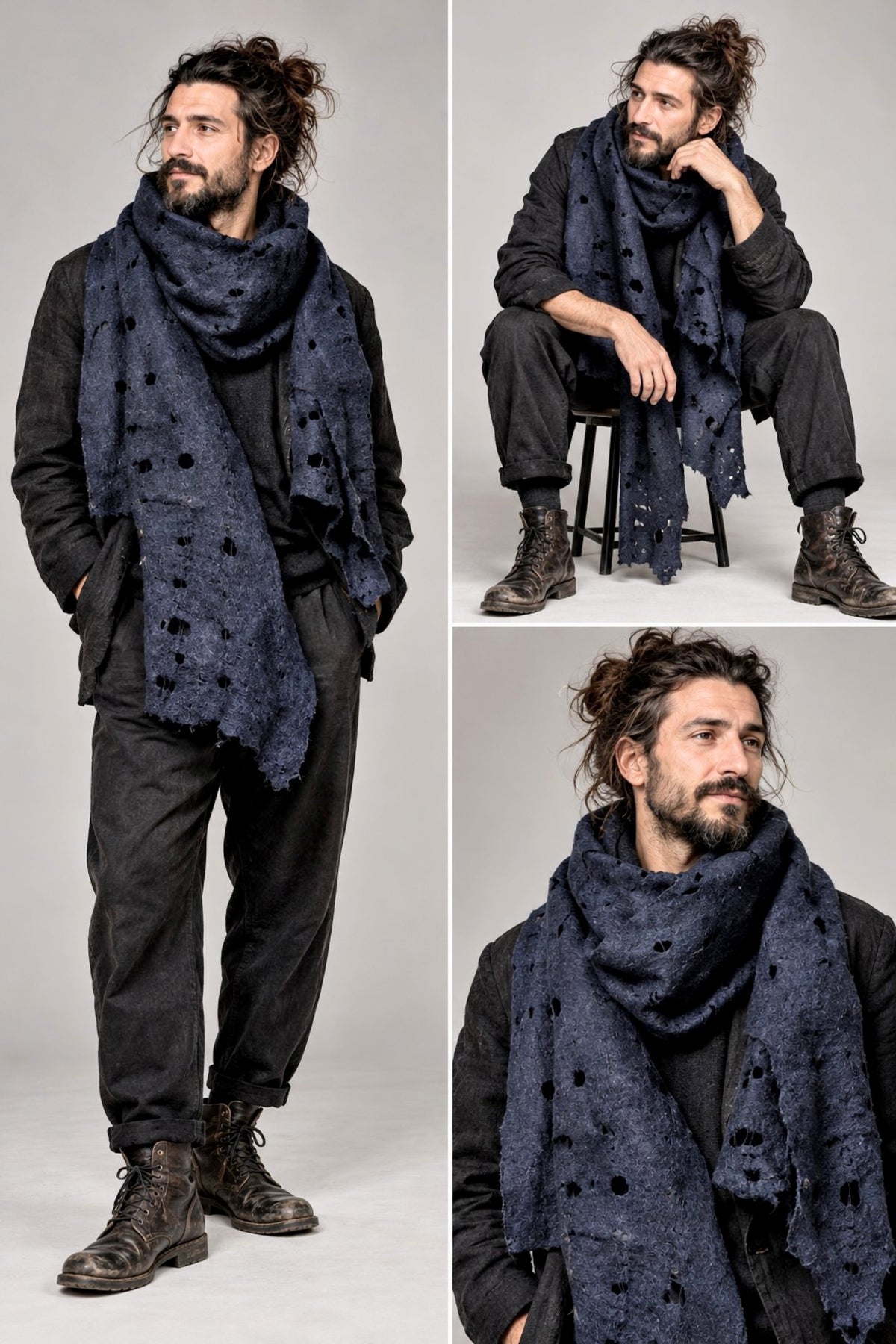 Navy Blue Unisex Hipster Scarf