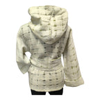 Balta merino vilnos kimono striukė su gobtuvu