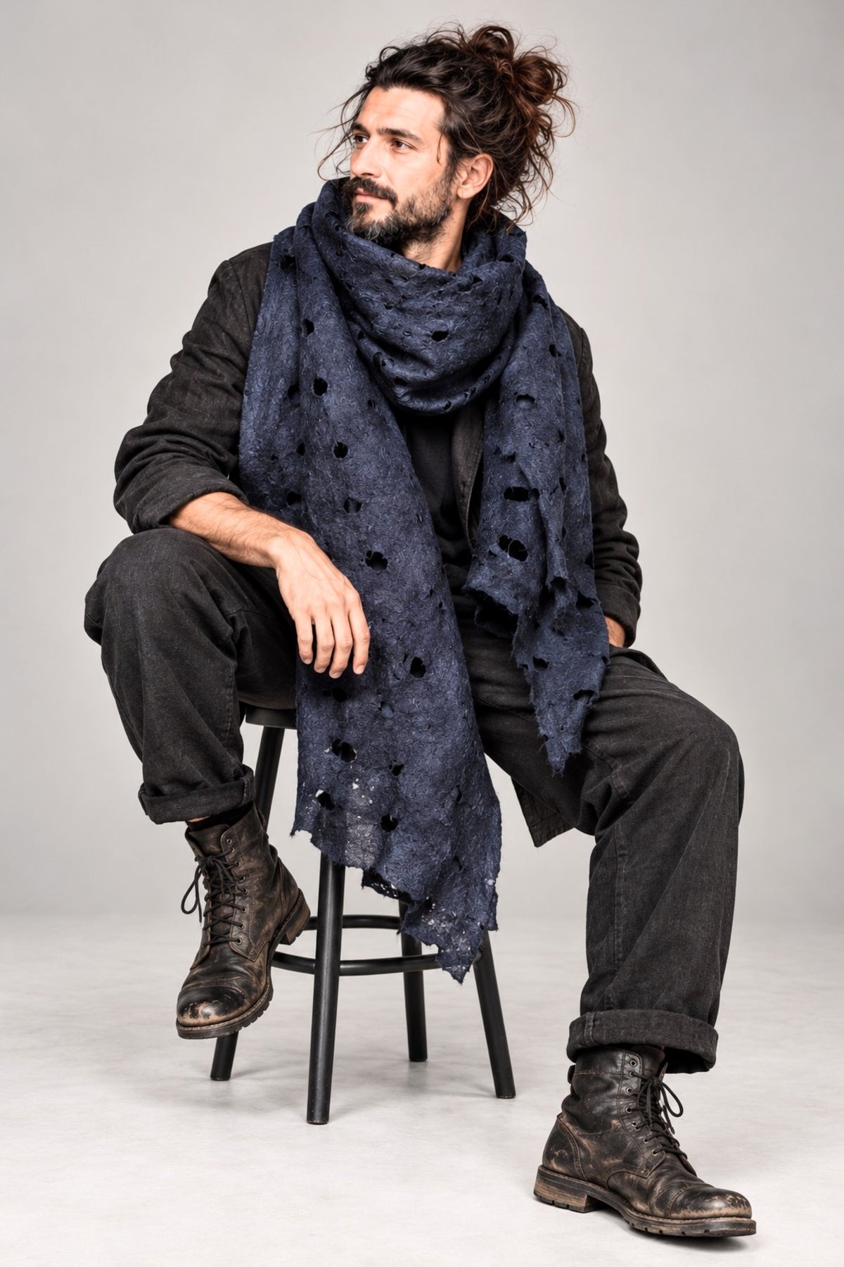 Navy Blue Unisex Hipster Scarf