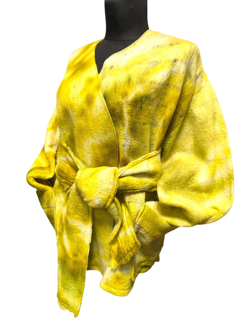 Samanų žalios spalvos Lageno stiliaus merino vieno dydžio kimono