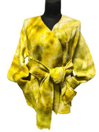 Samanų žalios spalvos Lageno stiliaus merino vieno dydžio kimono