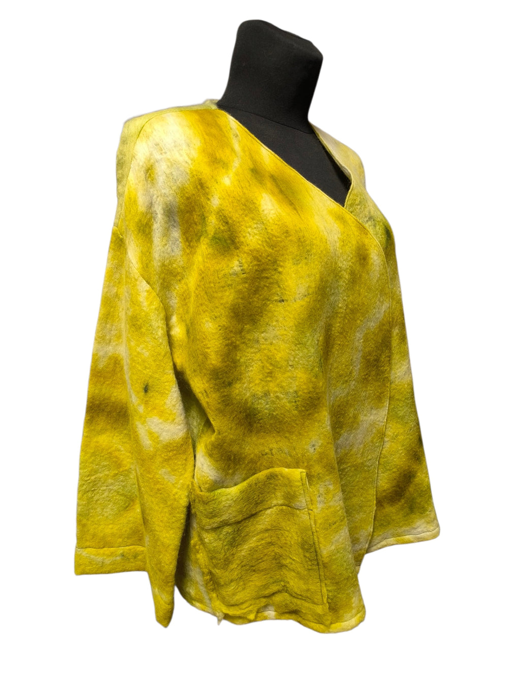 Samanų žalios spalvos Lageno stiliaus merino vieno dydžio kimono