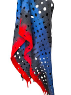Navy Blue Red Merino Wool Scarf