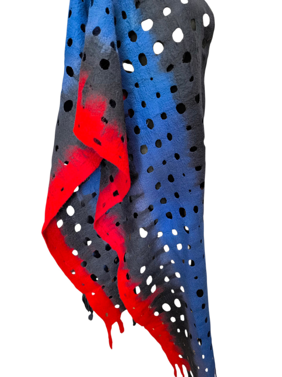 Navy Blue Red Merino Wool Scarf