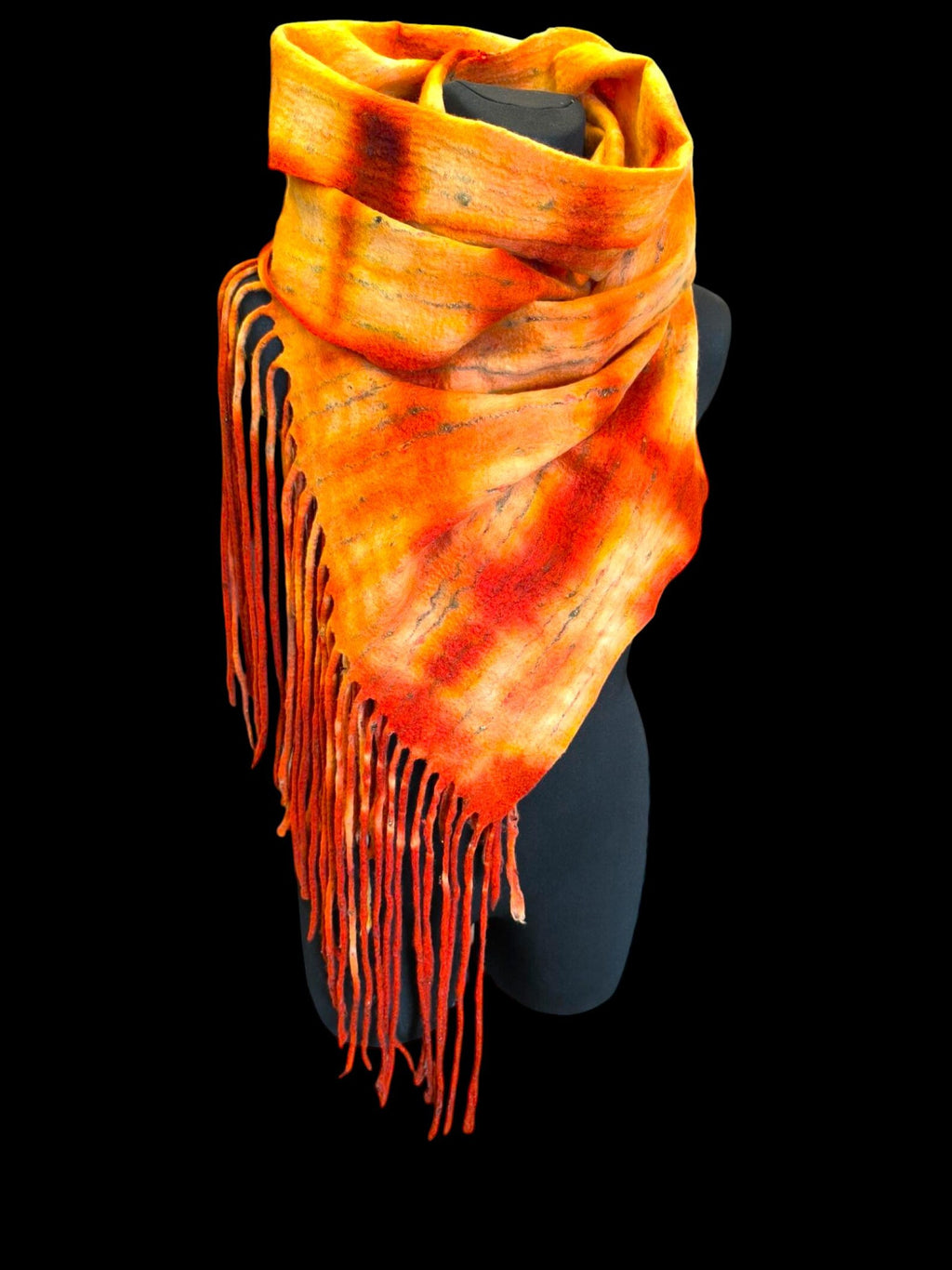 Oranžinis merino vilnos šalikas