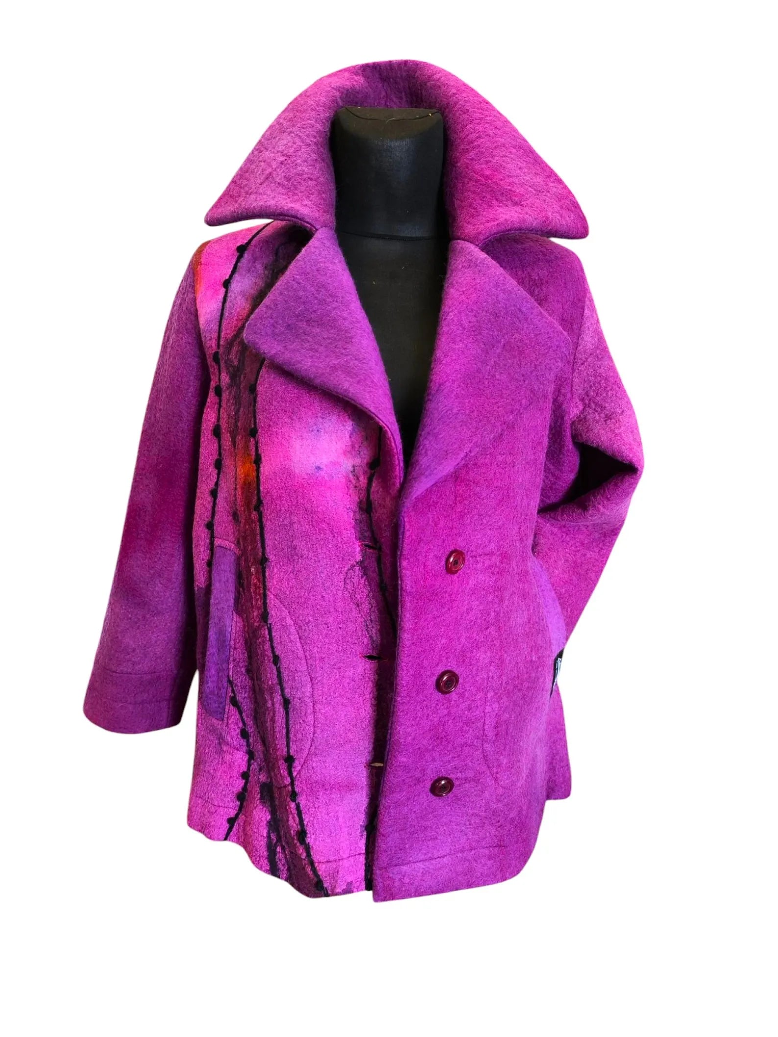 Purple Felted Jacket with Embroidery