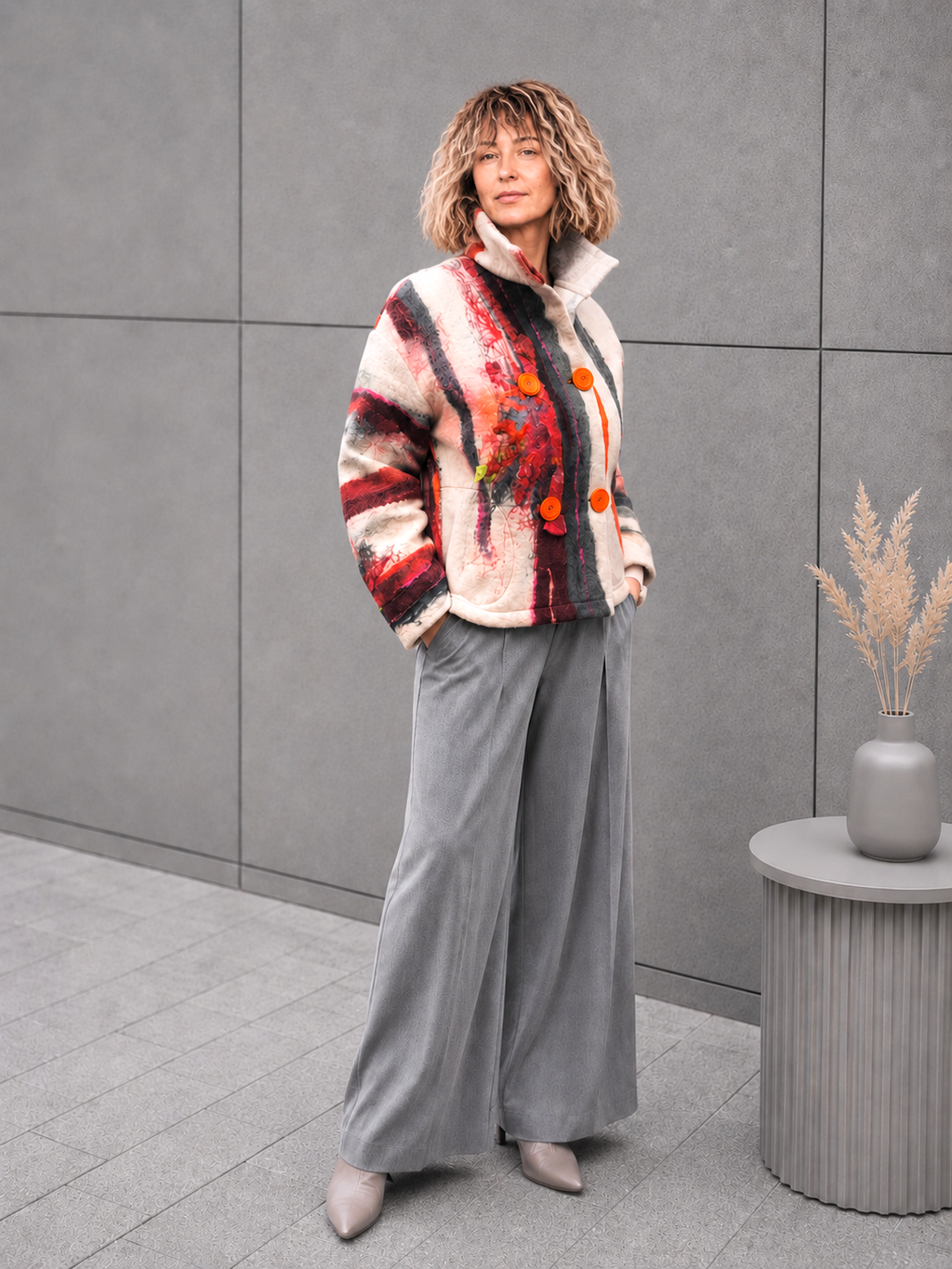 Red Korean Style Wool Jacket