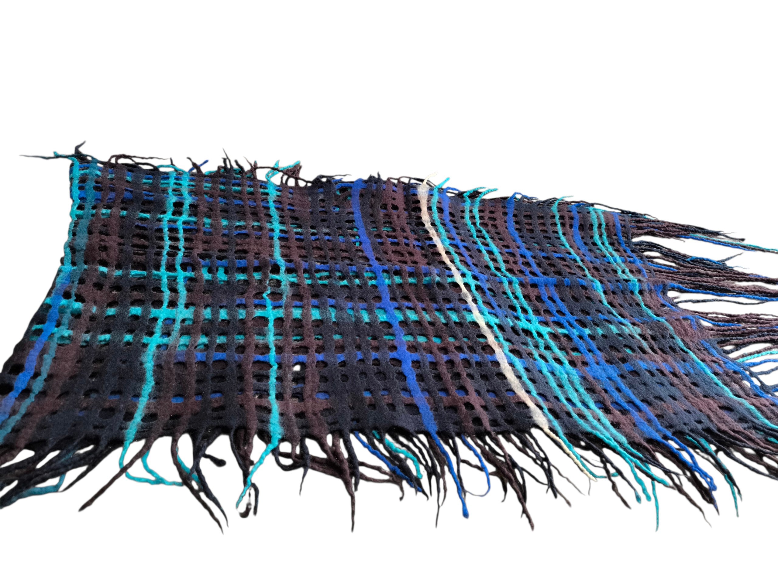 Blue and Turquoise Felted Scarf