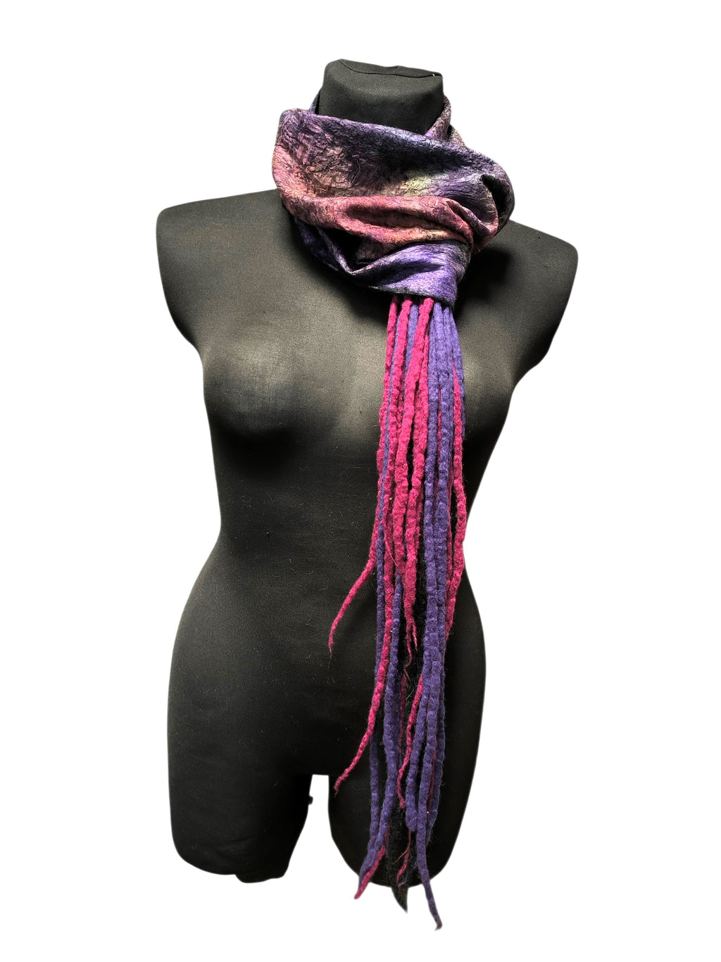 Botanical Print Felted Wool Wrap, Hand Painted Silk Scarf