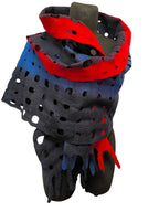 Navy Blue Red Merino Wool Scarf