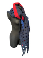 Navy Blue Red Merino Wool Scarf