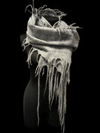 Gray Alpaca Wool Felted Scarf with Tassels