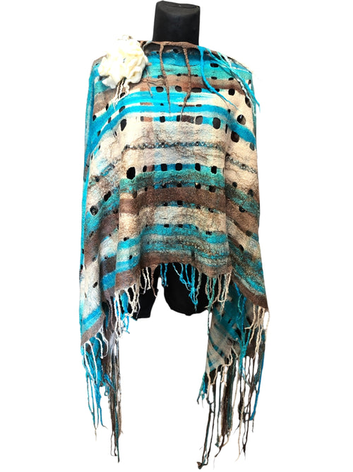 Blue Wool Scarf Wrap