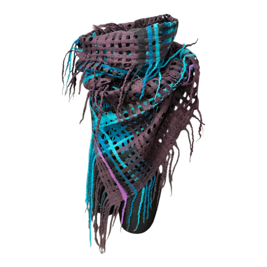 Blue and Turquoise Felted Scarf